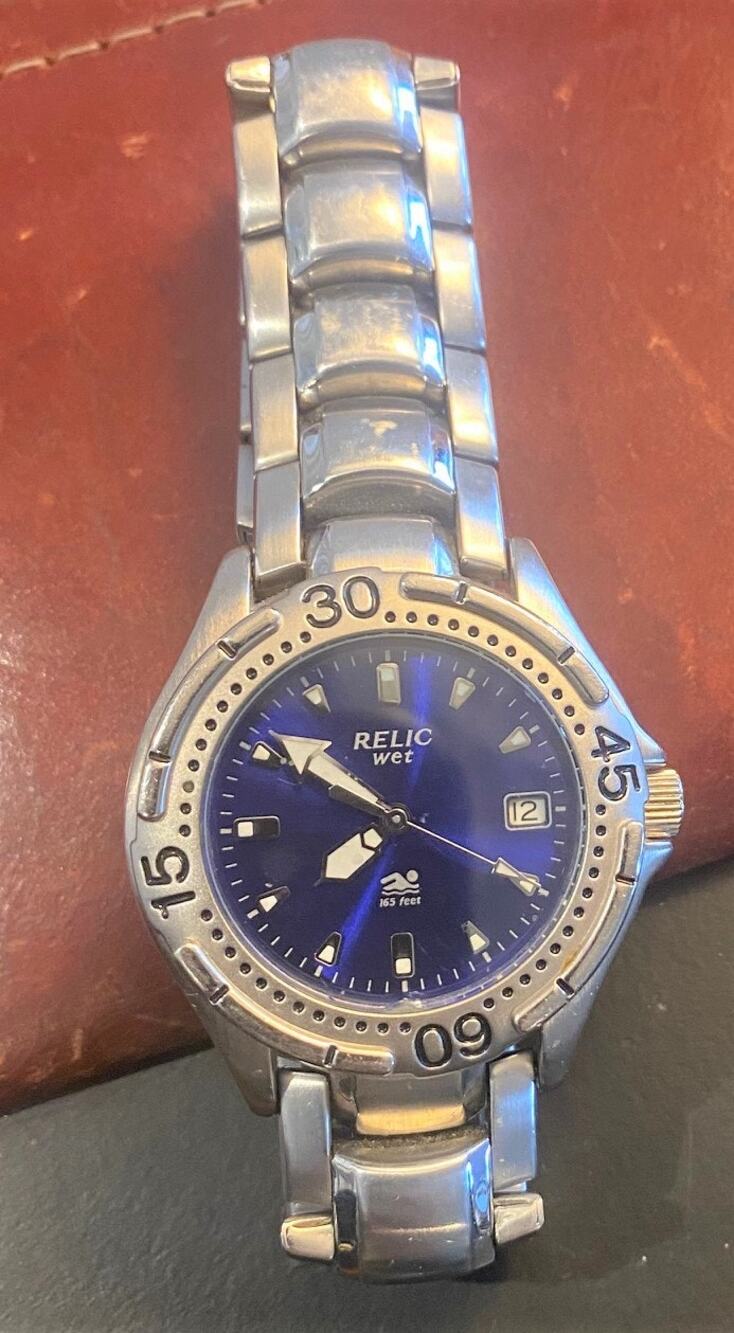 Men's 40mm Silber Tone Relic Wet Watch, ZR11589, WR 50M